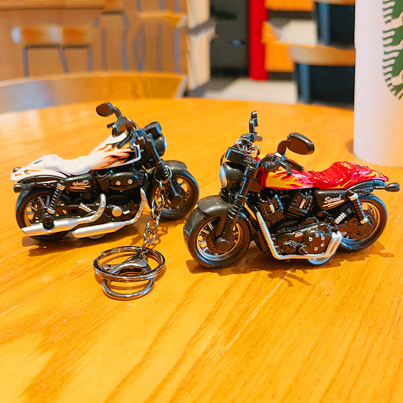 Heavy Equipment Keychain - Cartoon Mini Harley Motorcycle Keychain Alloy