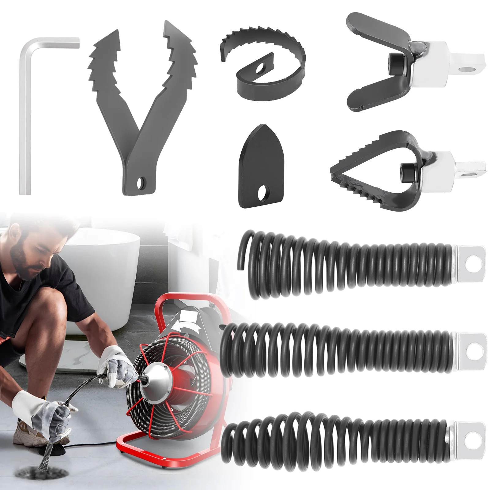 8Pcs Drain Snake Drill Attachm - Auger Drill Attachment incelemesi ve fiyatı